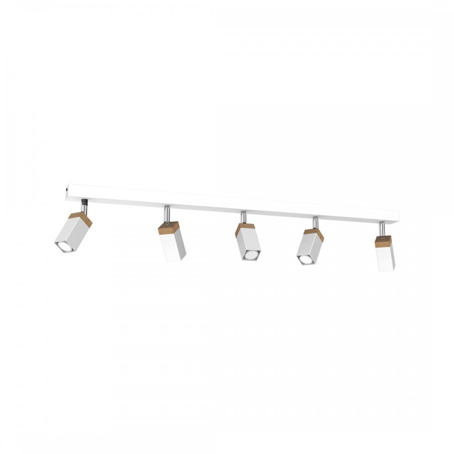 Lampa sufitowa SOLO SAWN WHITE / PATINATED WOOD 5x mini GU10