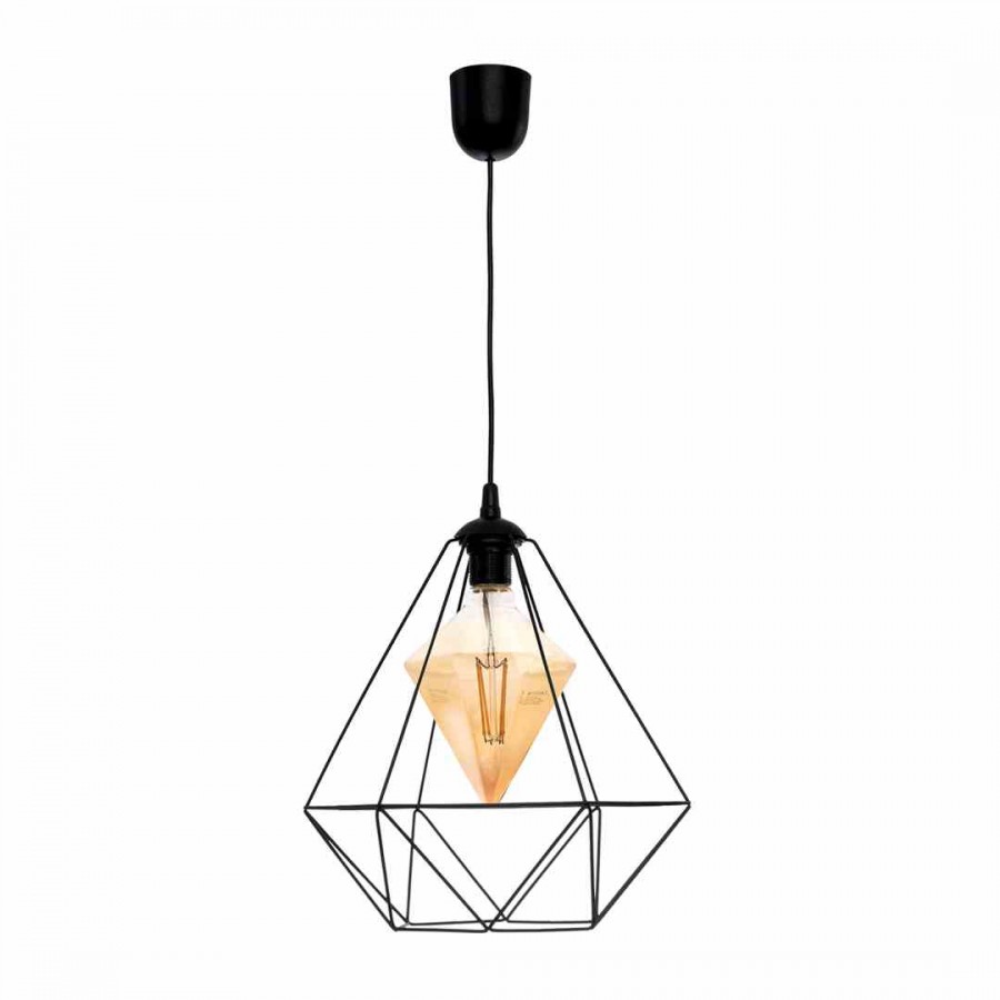 Lampa wisząca ALAMBRE BLACK 1xE27 4W żarówka w zestawie