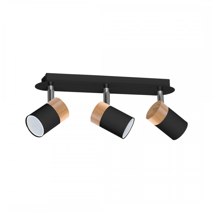 Lampa sufitowa JOKER BLACK/WOOD 3xGU10