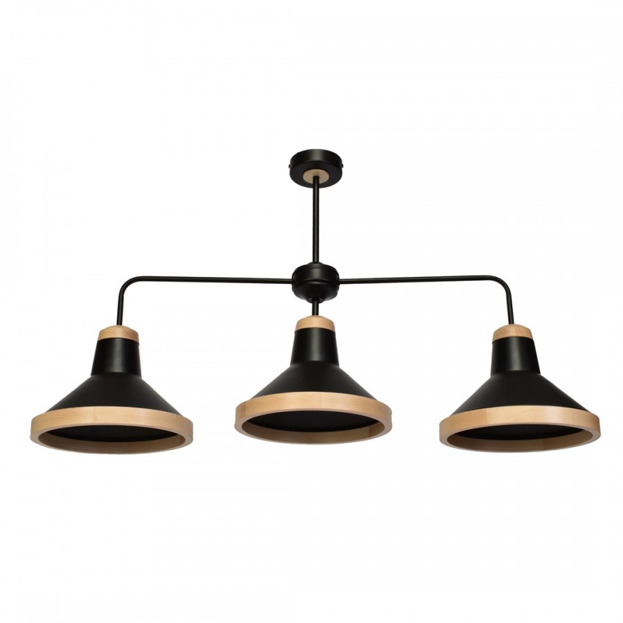 Lampa sufitowa SALMA BLACK / WOOD 3xE27 60W