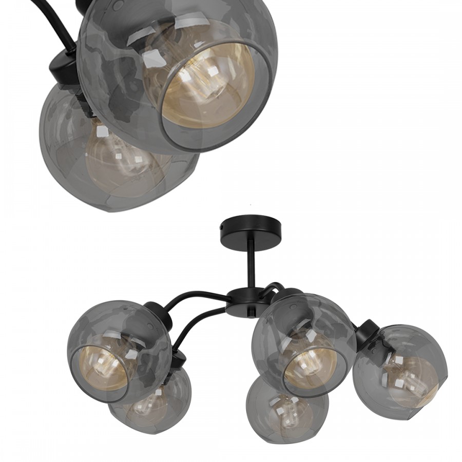 Lampa sufitowa SOFIA SMOKED 5xE27